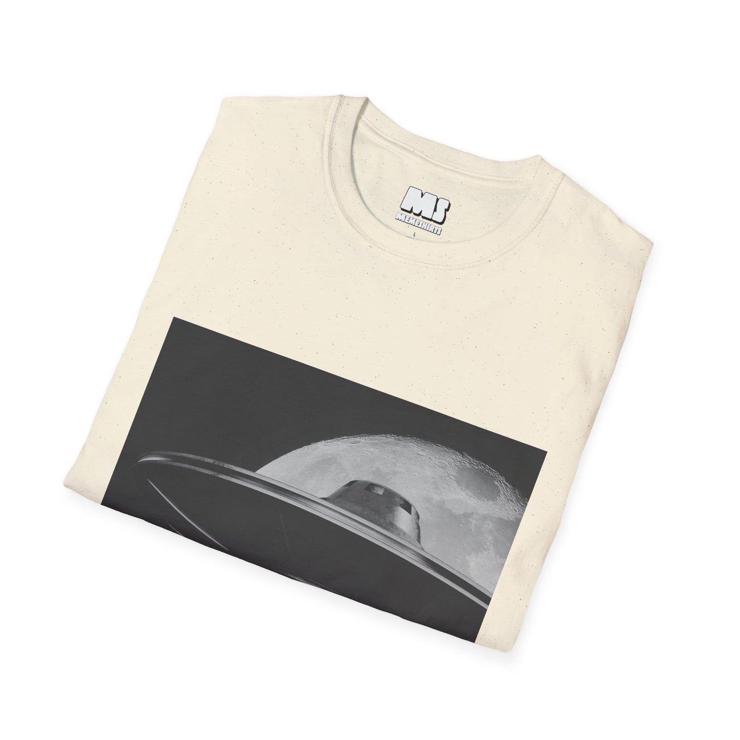 Unisex Softstyle T-Shirt - UFO Over Moon Graphic Tee