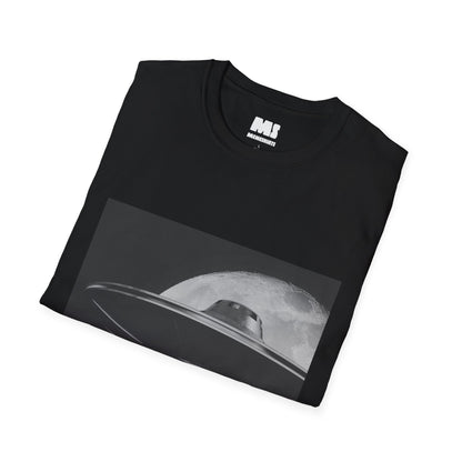 Unisex Softstyle T-Shirt - UFO Over Moon Graphic Tee