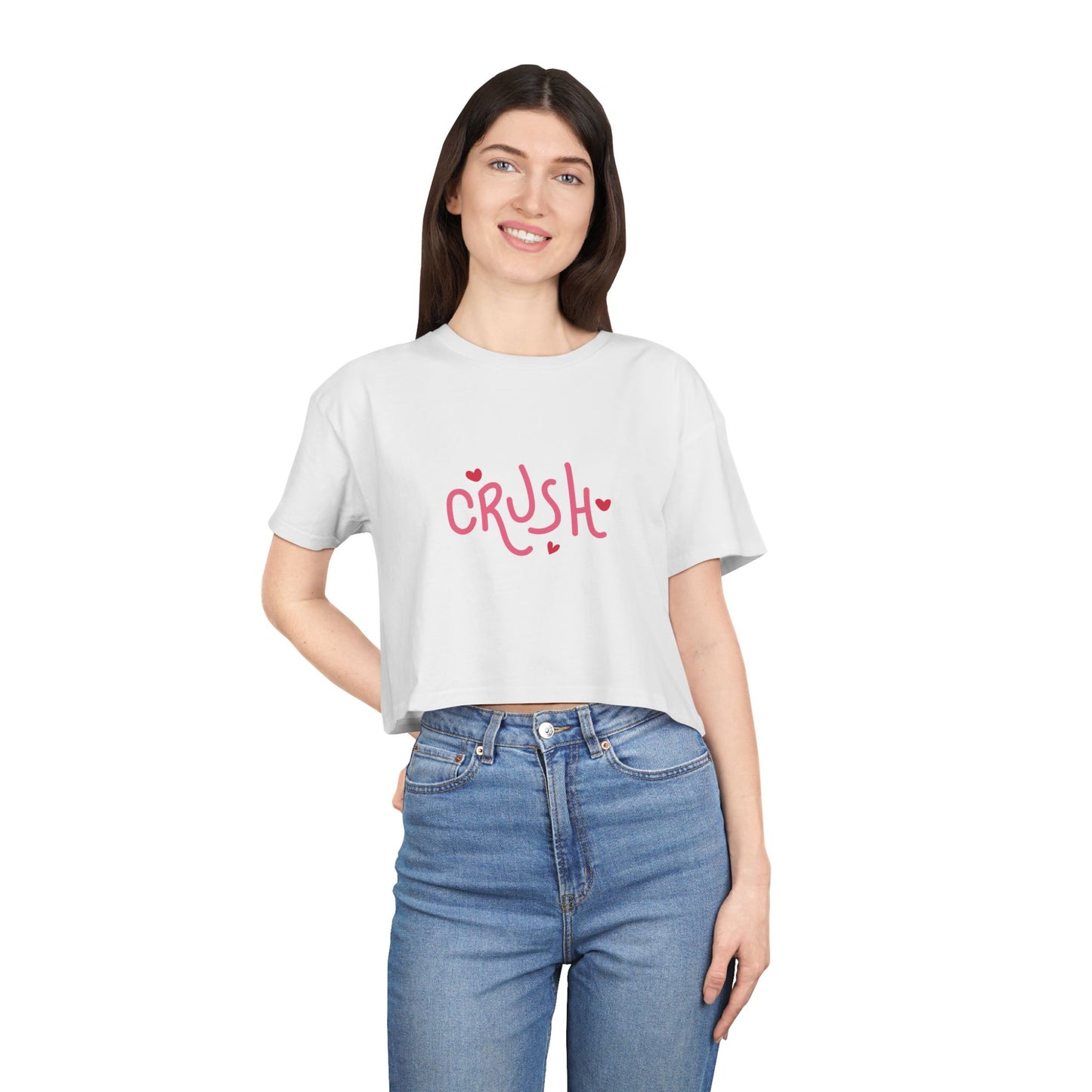Women's Crop Tee - 'CRUSH' Cute Love Shirt for Casual Style