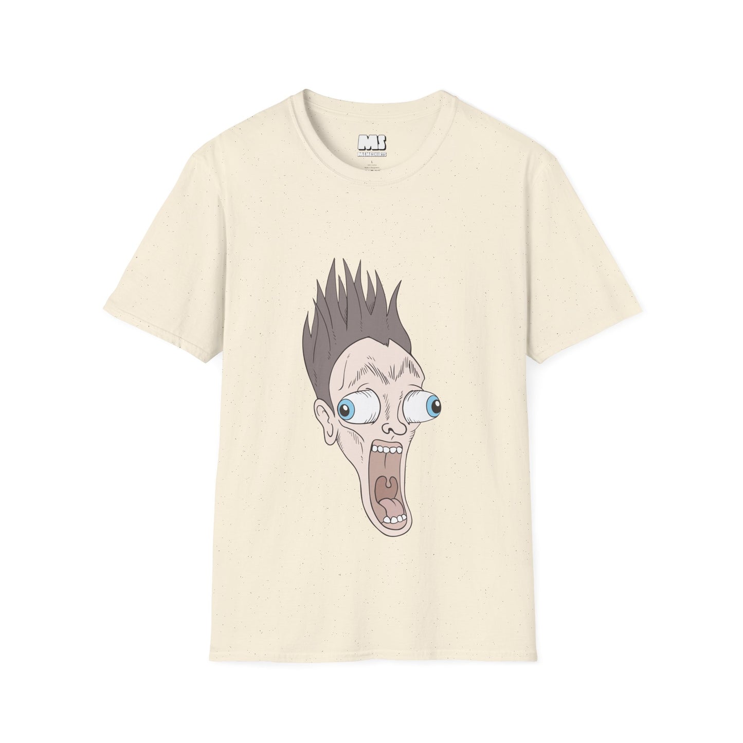 Funny Graphic Unisex Softstyle T-Shirt - Shouting Face Design
