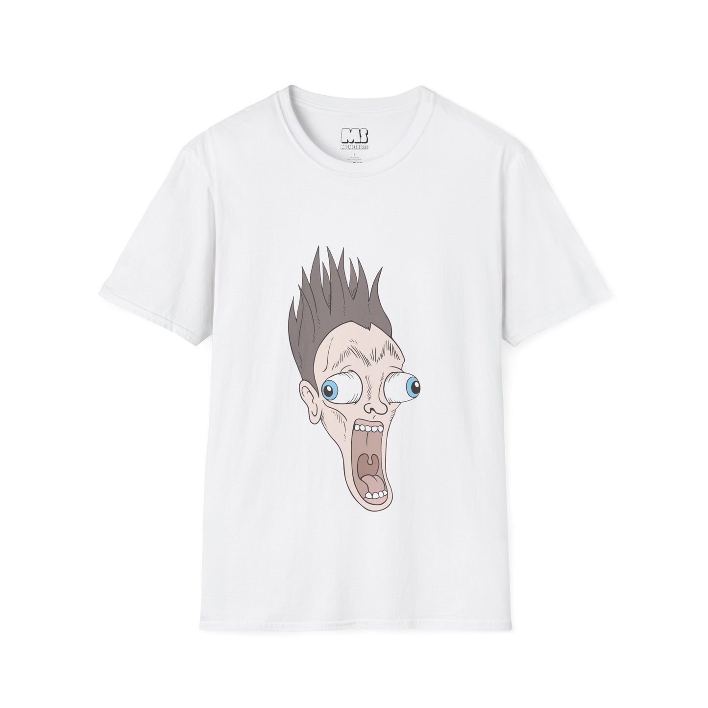 Funny Graphic Unisex Softstyle T-Shirt - Shouting Face Design