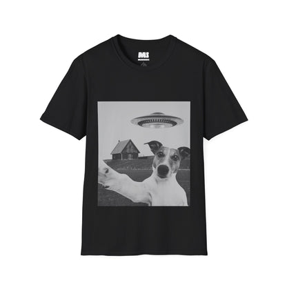 Alien Encounter Dog Selfie Unisex Softstyle T-Shirt