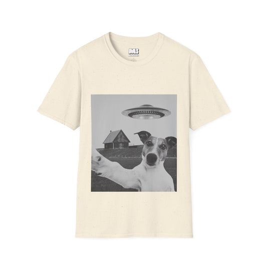 Alien Encounter Dog Selfie Unisex Softstyle T-Shirt
